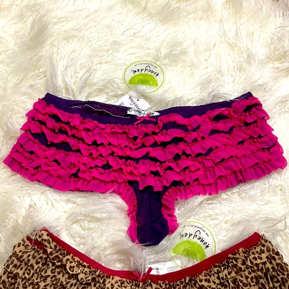 NWT Y2k Honeydew Ruffled Cheeky Panties Purple & Pink Frilly Underwear - Picture 1 of 4